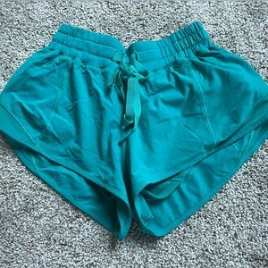 Lululemon OG hotty hot shorts, size 2, teal color, 2.5 inch inseam.